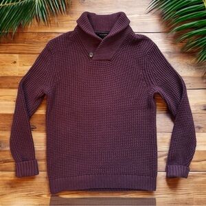 Banana Republic Factory Waffle Popover Sweater - Size M - Burgundy - Thick Knit